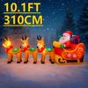 10.1FT Christmas Holiday Inflatable Yard Decor Santa Sleigh 3 Reindeer LED Xmas Toy Supplies Decoration Ornaments Gifts Decor