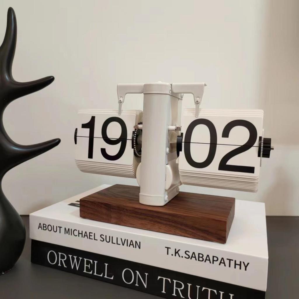 Creative Retro Flip Clock - Modern Simple Design, Ingenious Single-Leg Balance for Living Room Decor