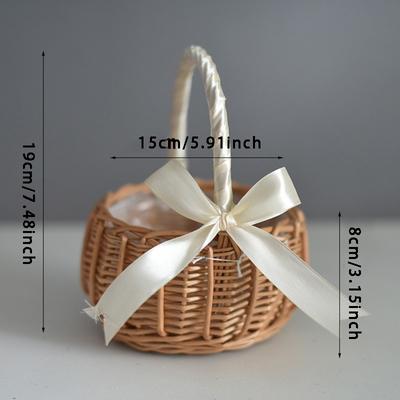 Свадебная цветочная корзина ручной работы с ручкой, плетеная корзина для мелочей, свадебная цветочная корзина для девочек, корзина для пикника, домашняя корзина для хранения
