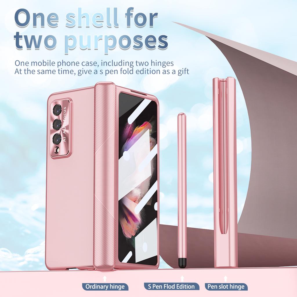 Shockproof Tempered Glass Folding Case For Samsung Galaxy Z Fold 4 5g Fold4 Fold 3 Fold3 Full Protection Cover With Pen Holder