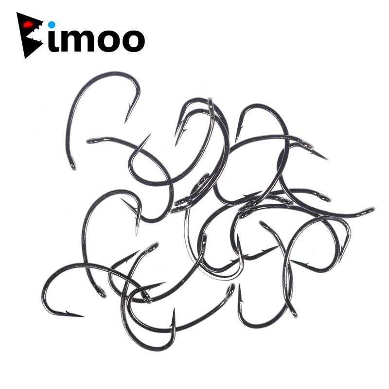 Bimoo 200 шт., крючок из высокоуглеродистой стали с широким зазором, изогнутый, нимфа, ручейник, колючие черные никелевые крючки для завязывания мух #6 #8 #10 #12 #14 #16