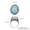 925 Sterling Silver Natural Larimar Gemstone Oval Huge Statement Rings For Unisex