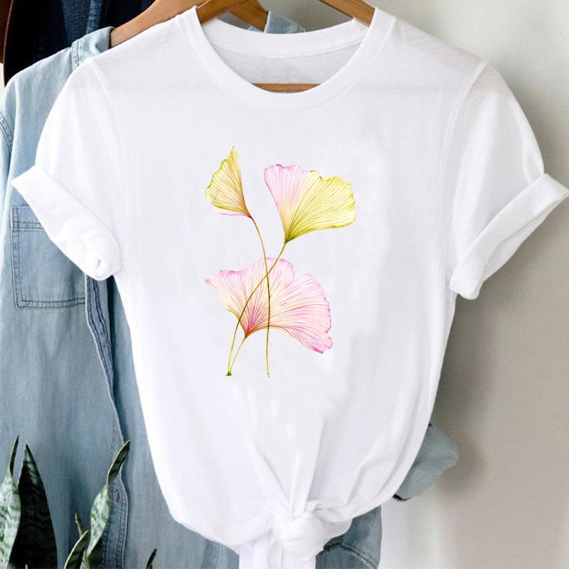 (Asian Size) Short Sleeve Tee Sunflower Watercolor Trend 90s Top Fashion Tshirt Women Clothing Casual Print Lady Female Graphic T-shirt