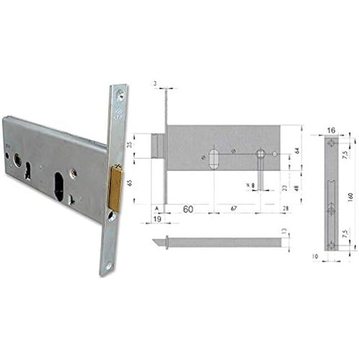 Serrure à enfiler Cylindre ovale F16 - CISA - Blanc - Niveau de sécurité 6 - Demi-cylindre - 70 mm