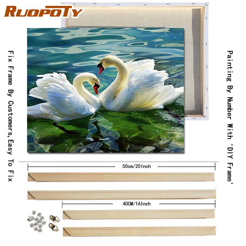 RUOPOTY With DIY Frame Animals DIY Painting By Numbers Unique Gift Acrylic Paint By Numbers Hand Painted Wall Art 40x50CM