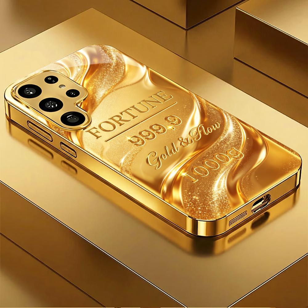 Luxury 1000g Gold Bar Pattern phone case s26 ultra case s25 ultra case glass for Samsung Galaxy S26 S25 S24 S23 S22FE Ultra Plus