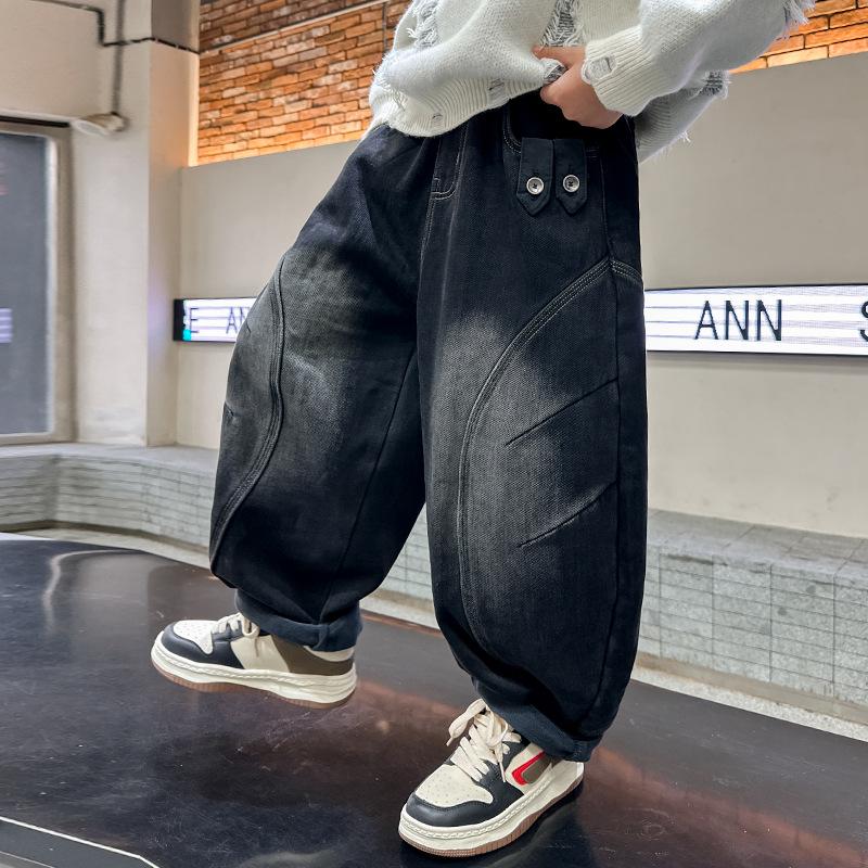 Boys' 2025 Autumn Punk Retro Loose Straight-Leg Jeans