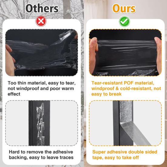 Winter Indoor Window Insulation Film Transparent Tear Resistant Easy To Install Winterizing Window Cover PE Insulation Film