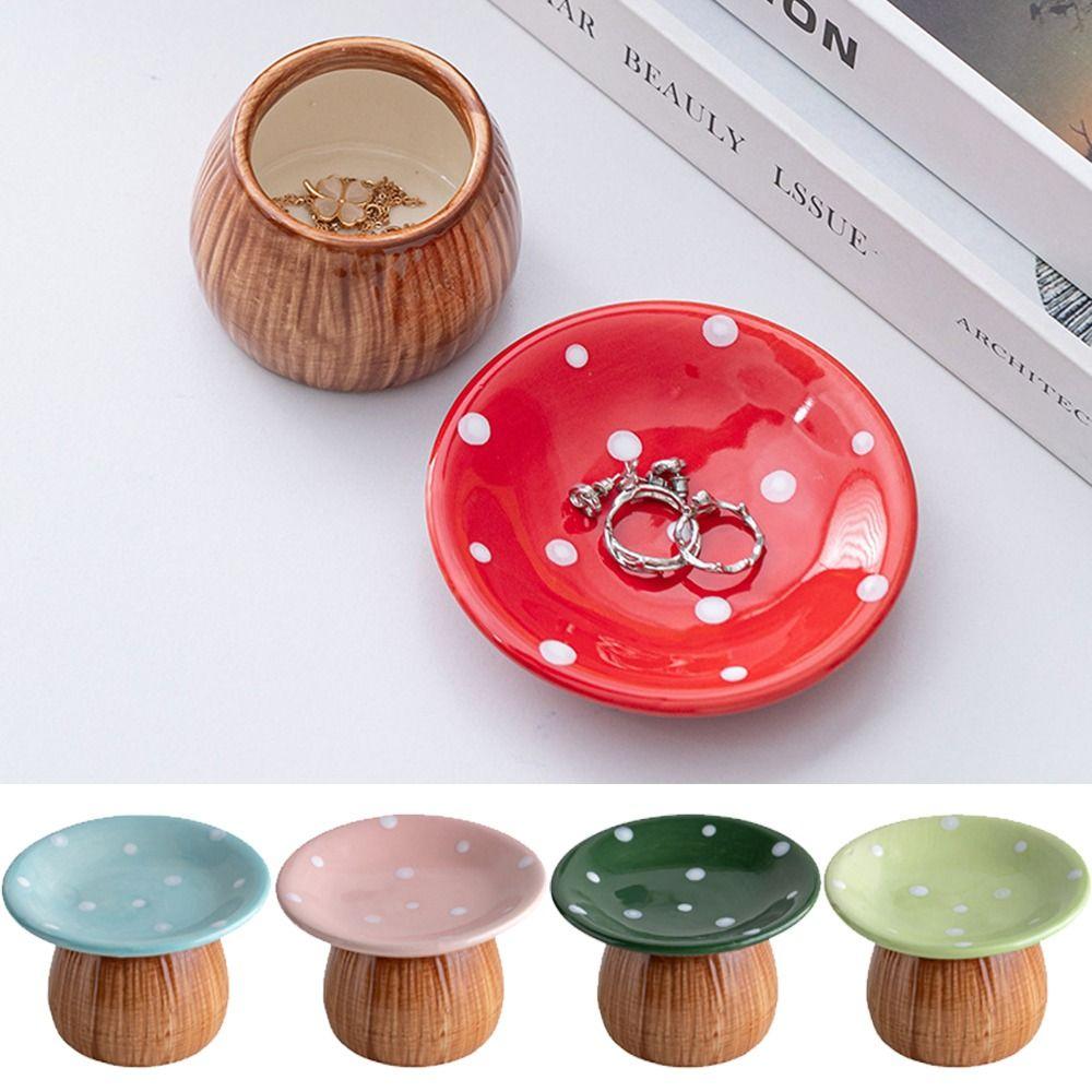 Mushroom Shape Mushroom Storage Tray Detachable Jewelry Organizer Cute Ceramic Key Catchall  Phone