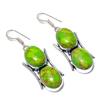 Copper Green Turquoise Gemstone 925 Sterling Silver Jewelry Earring 2.21"