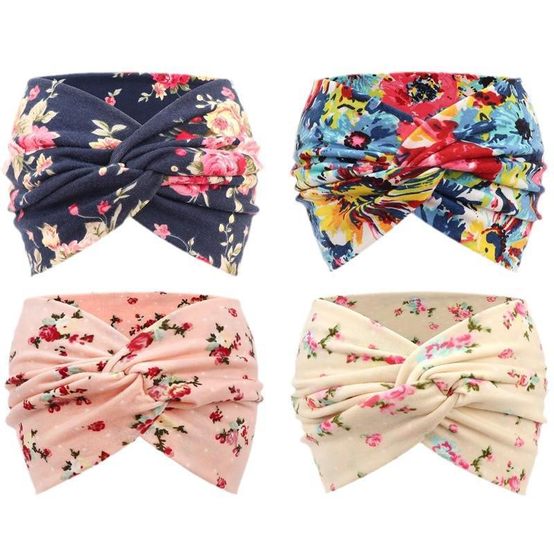 Bohemian Floral Cross Headband for Sports, Running, and Makeup