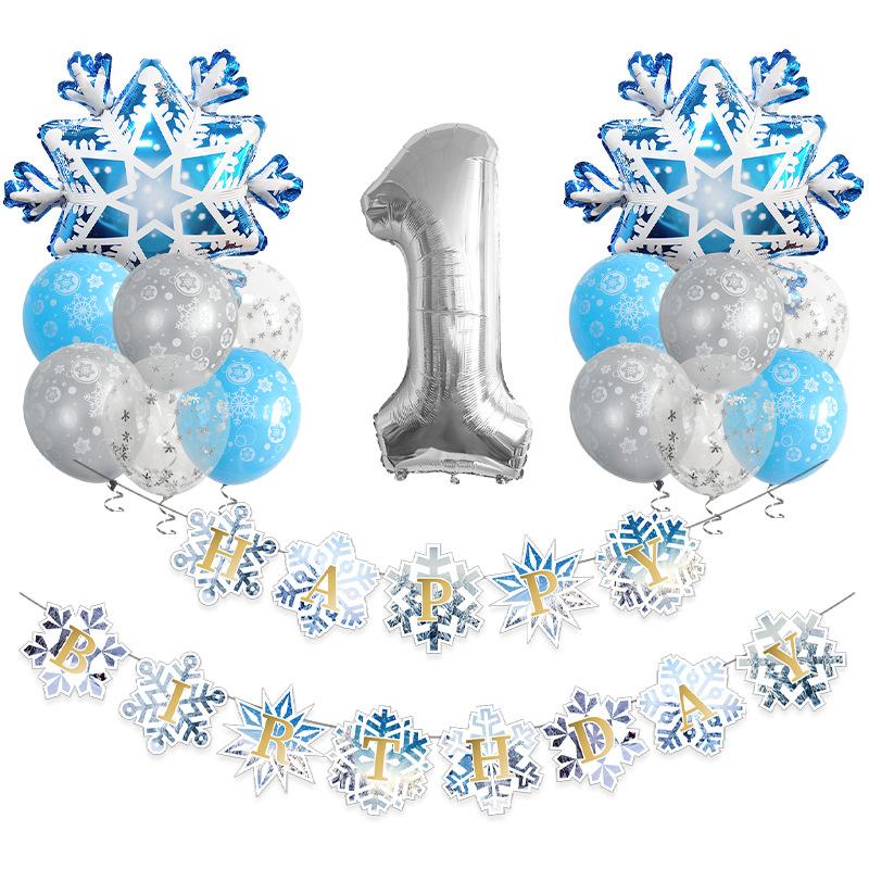 Christmas Snowflake Aluminum Film Balloon Set 32 Inch Digital Flag Children'S Birthday Party Decoration