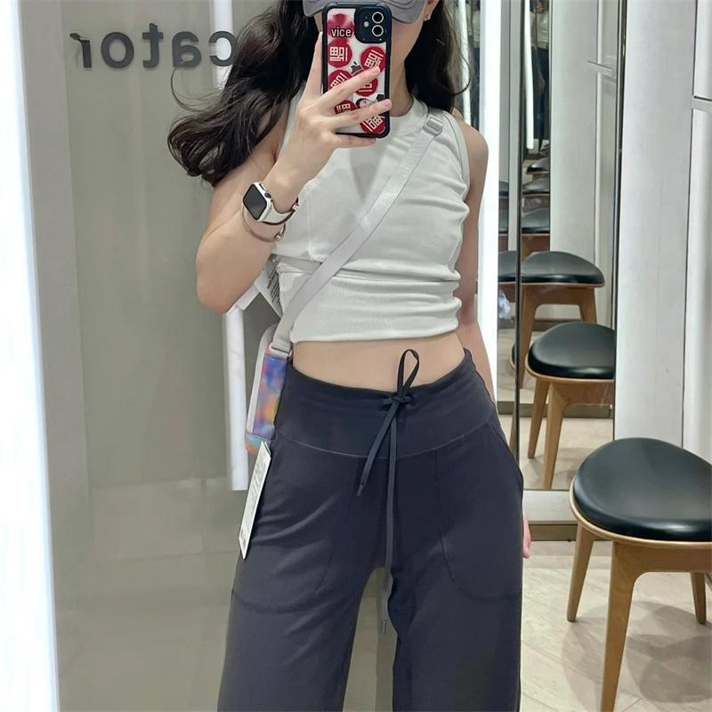 LULU Throwback Yoga Pants: High Waist, Hip-Lifting, Wide Leg, Casual Drawstring