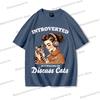Cat Lover Gift T-shirt Women Funny Cotton O Neck Tees Introverted But Willing To Discuss Cats Shirt Sarcastic Quotation Tshirt