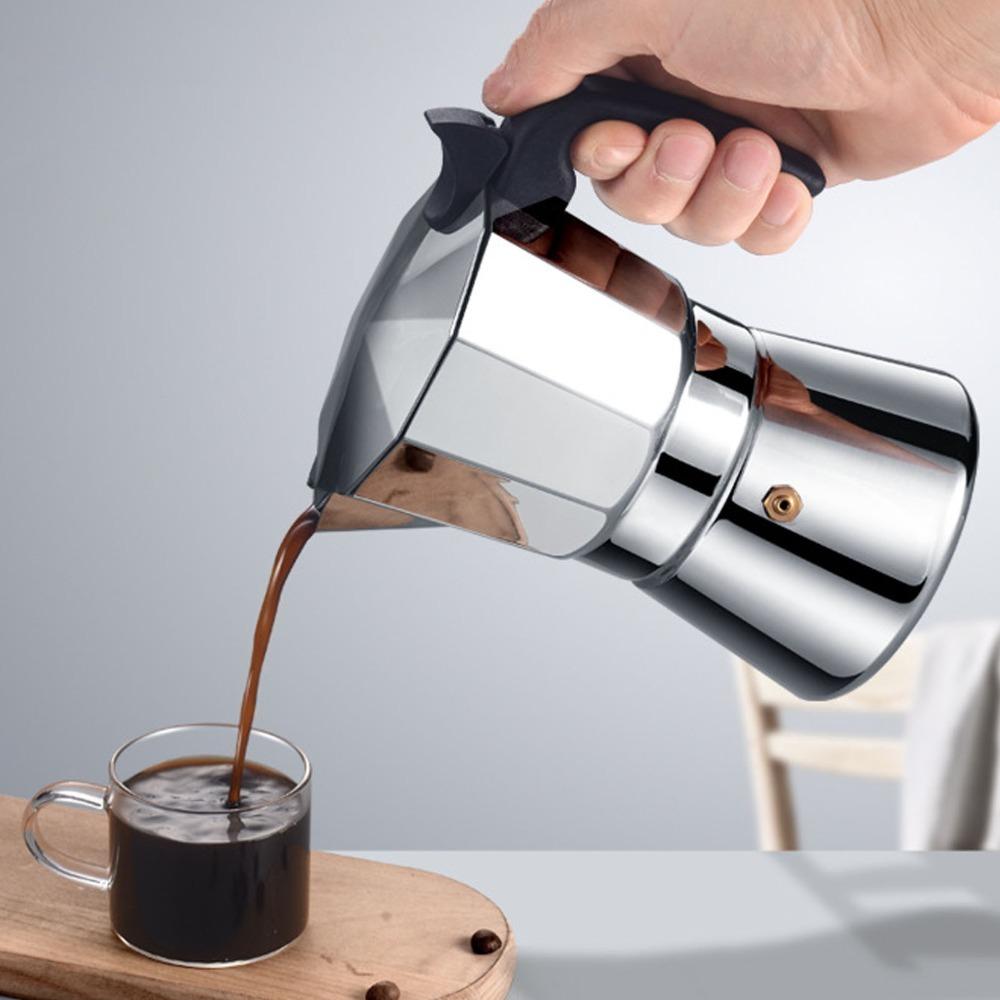 Stainless Steel Stovetop Coffee Maker 3/6 Cups Capacity Stovetop Espresso Maker For Camping