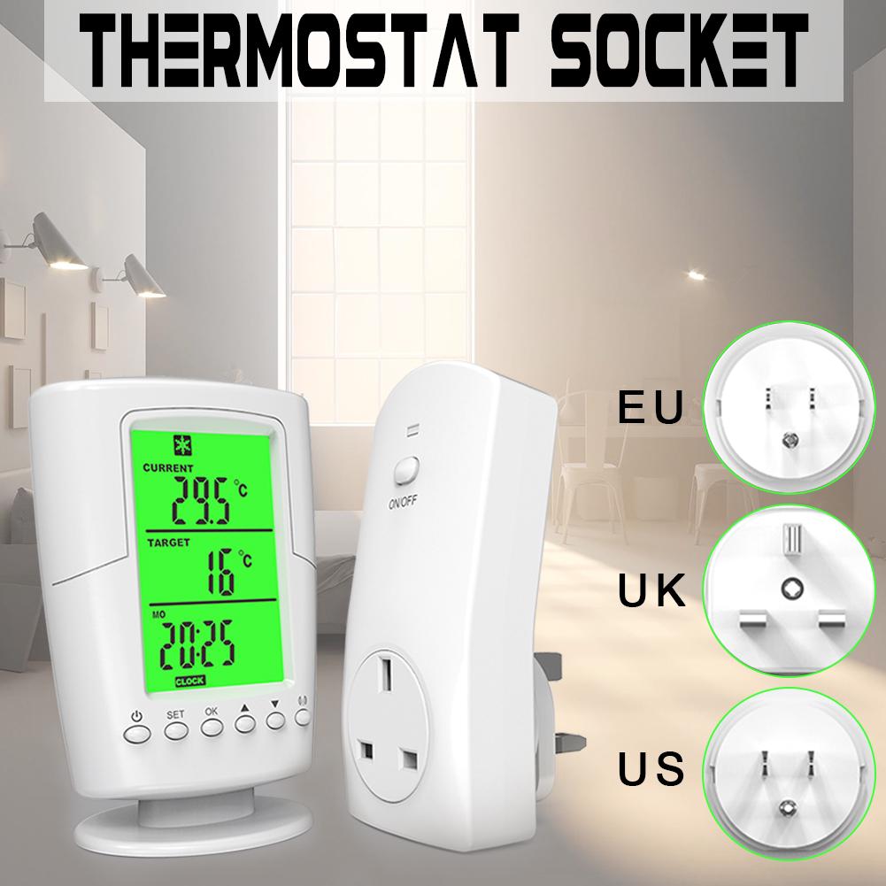 TS-2000 Программируемая беспроводная розетка термостата Домашняя интеллектуальная розетка контроля температуры