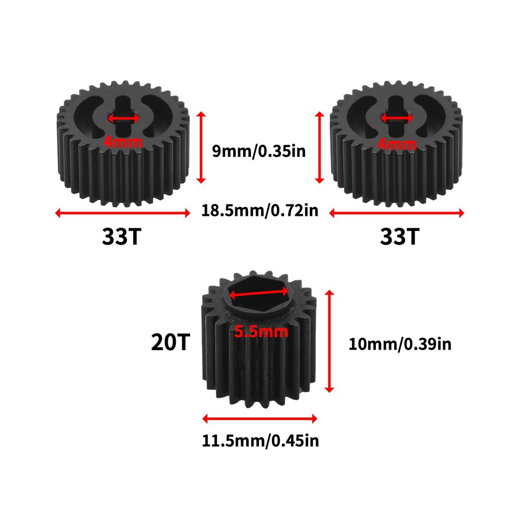 Gearbox Gear Set, Steel 33T Spur Gear & 20T Pinion Gear 51506 Replacement for Tamiya XV01 TD2 TD4 BB 01