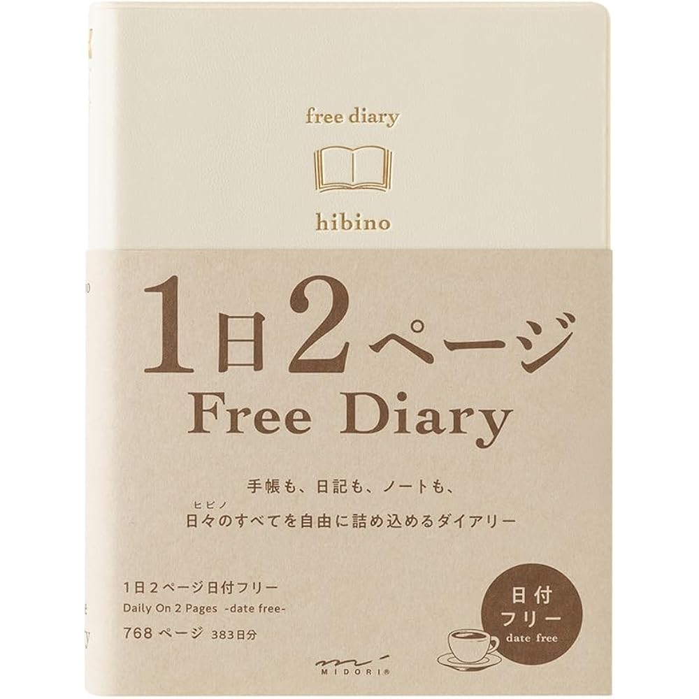Дневник Midori, Hibino Free Diary, A6, 1 день, 2 страницы, Слоновая кость, 15395006