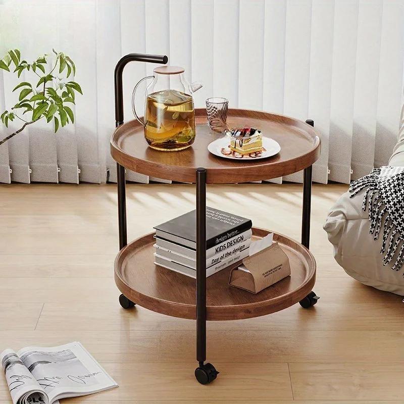 Nordic Style Rolling Side Table, Sofa Table with Wheels - Suitable for Modern Style Home Decor and Storage