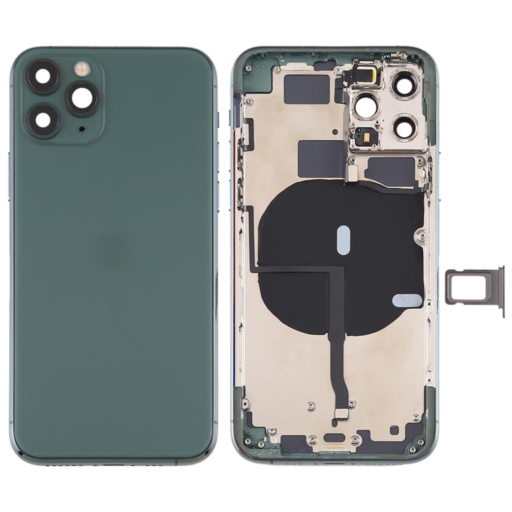 For iPhone 11 Pro 5.8 inch Back Housing Cover Repair Kit (with Side Keys+Card Tray+Power+Volume Flex Cable+Wireless Charging Module)