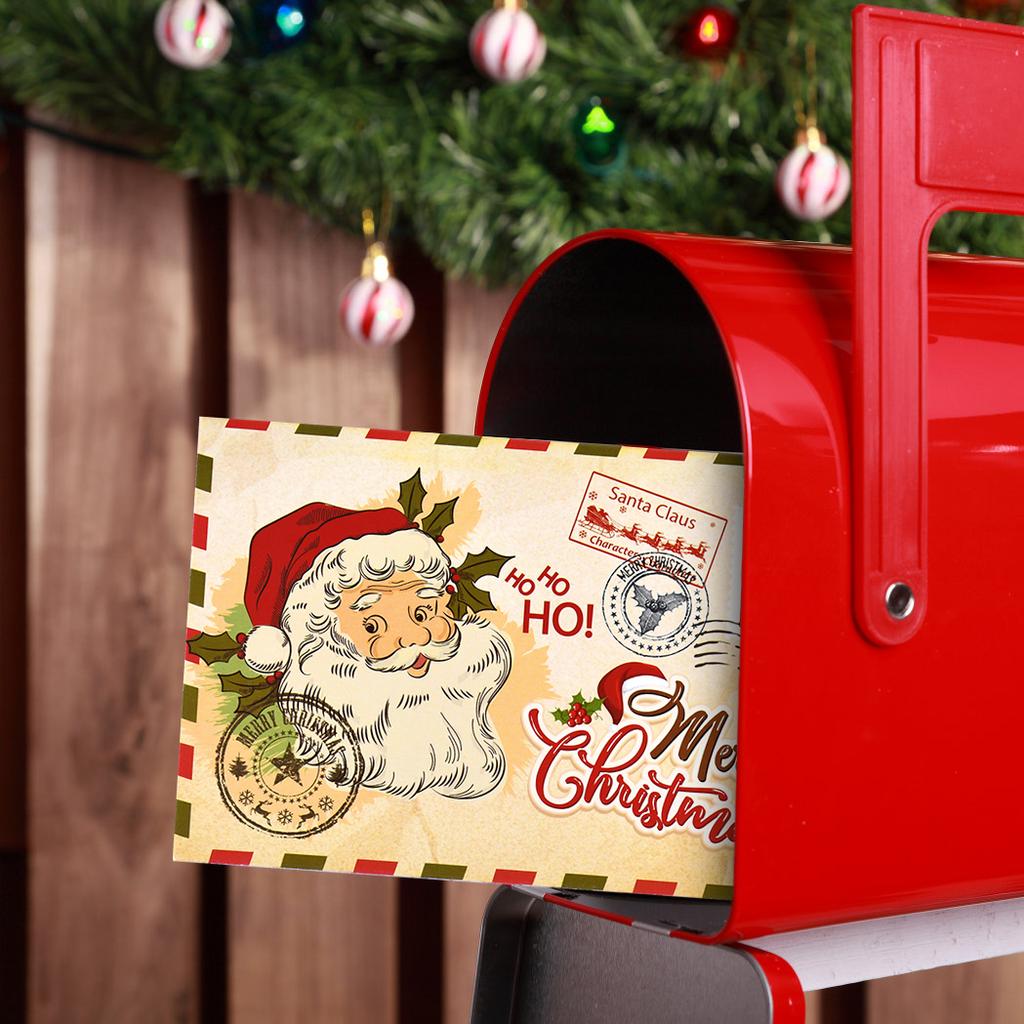 5Pcs Christmas Postcard Greeting Card Vintage Christmas Stamp Cards with Envelopes New Year Gift Card Xmas Party Decor Supplies