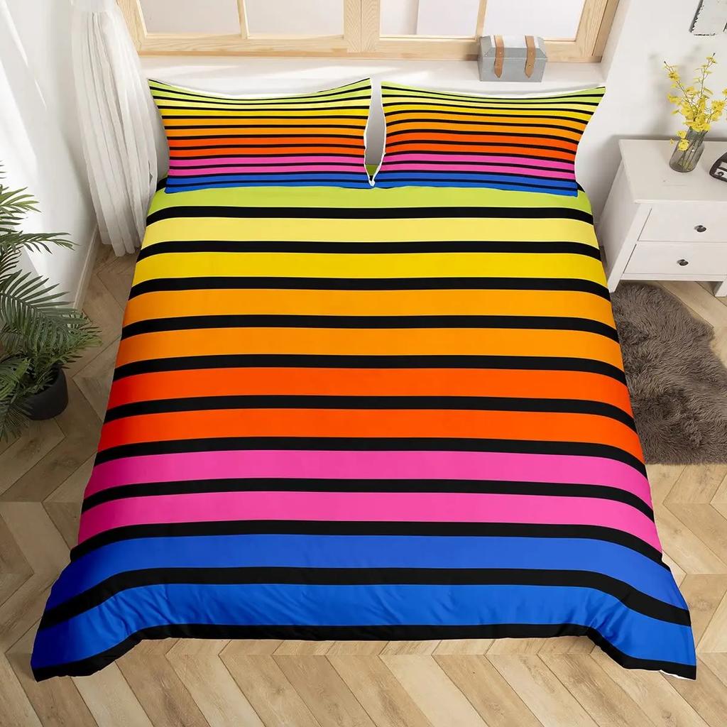 Abstract Rainbow Colorful Bedding Set Queen King Sinlge Duvet Cover Dream Polyester Comforter Covers Pillowcase Soft Bedclothes