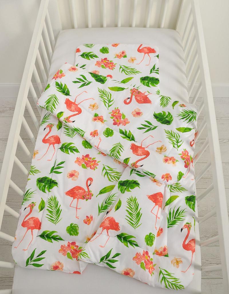 Children's bedding set with filling 135x100 cm - flamingos