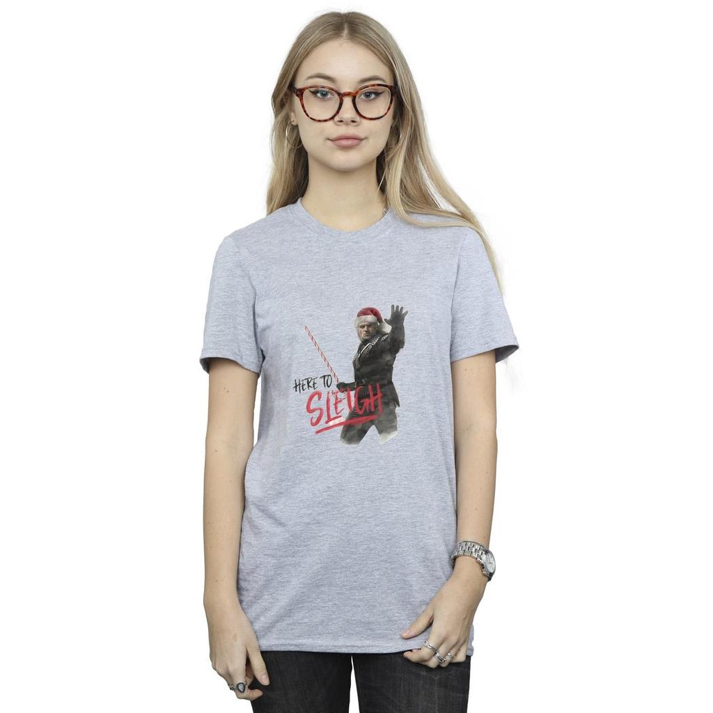 Netflix Womens/Ladies The Witcher Here To Sleigh Cotton Boyfriend T-Shirt