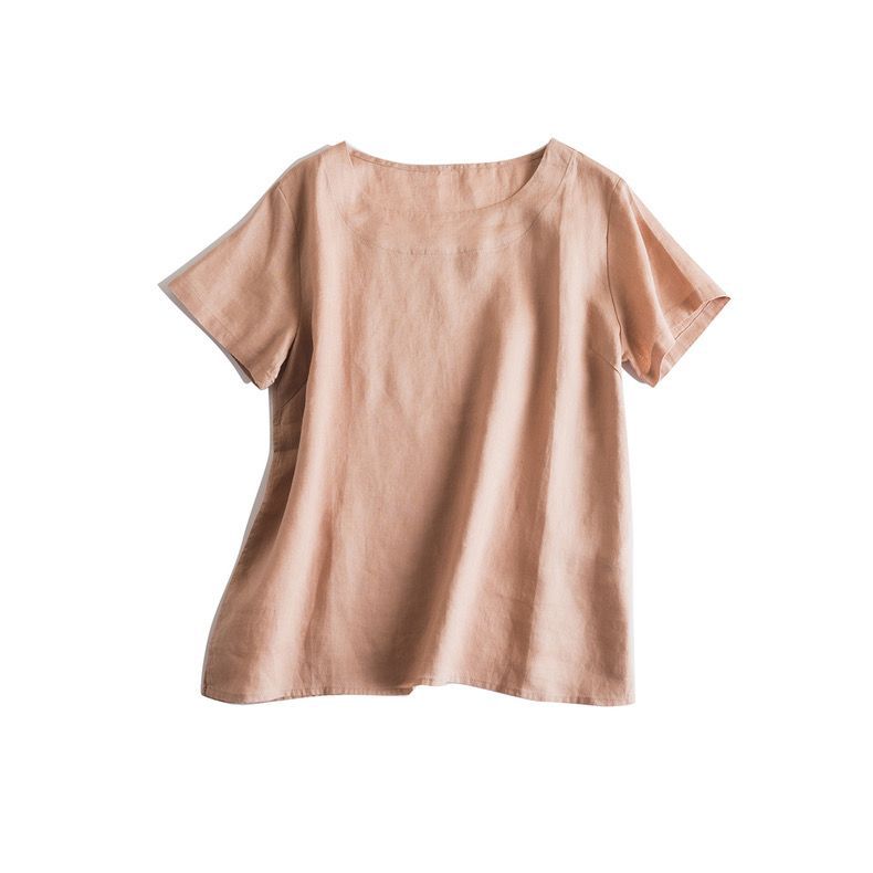 Summer Commuting Simple and Artistic Thin Round Neck Short Sleeve Women's Casual T-Shirt Top