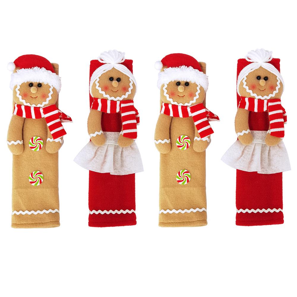 Flannel Gingerbread Man Refrigerator Handle Decoration - Christmas Gift