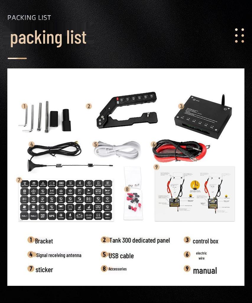 Внедорожный мод Tank 300: Поручень на стойку A с мощным светодиодным прожектором, беспроводным стробоскопом и пультом дистанционного управления.