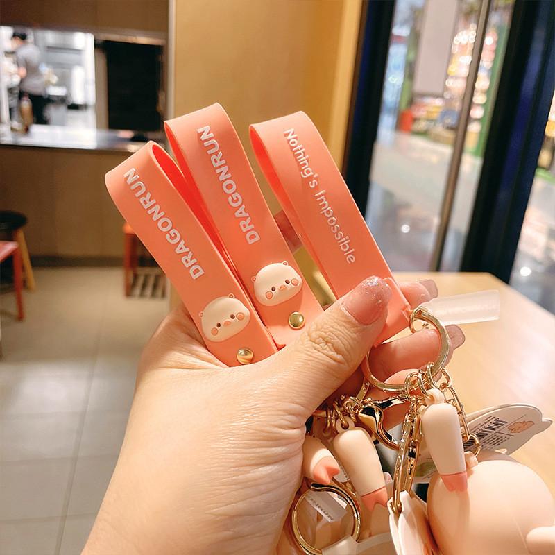 Adorable Cartoon Pig Keychain Cute And Creative Soft Rubber Key Accessory For Bags And Cars