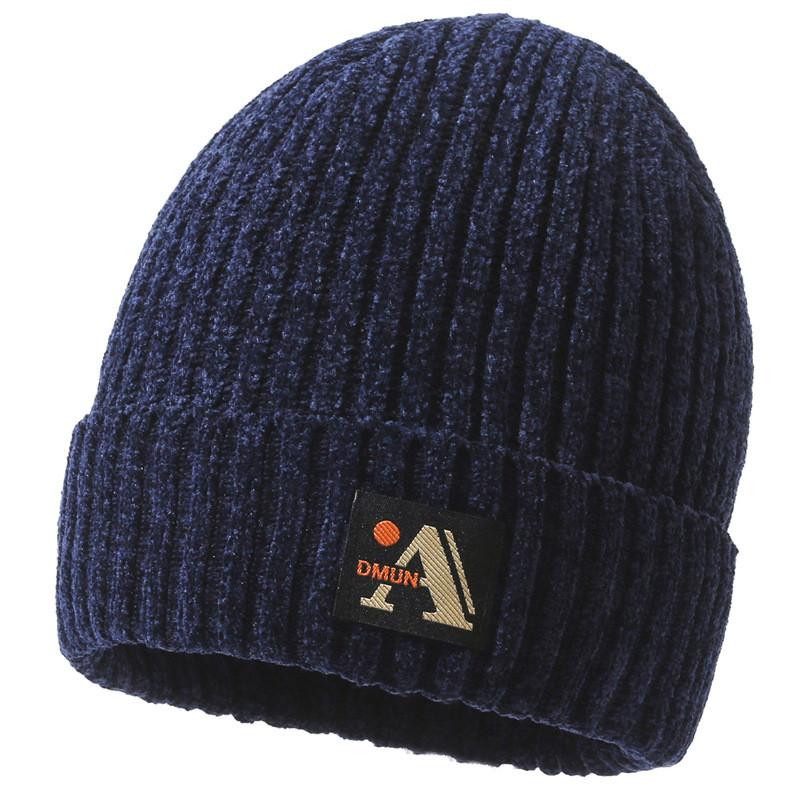 Printing A Letter Beanie Caps Solid Color Knitted Hat Windproof Fashion Gifts