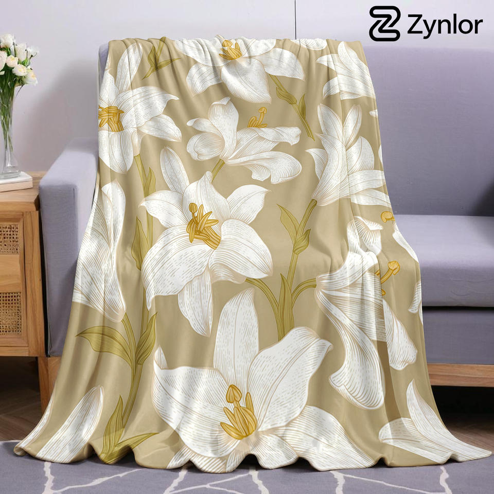 Vintage Lily Ultra Soft Sherpa Fleece Blanket Fluffy Warm Halloween Cozy Throw for Sofa Couch Bedroom Gift All season
