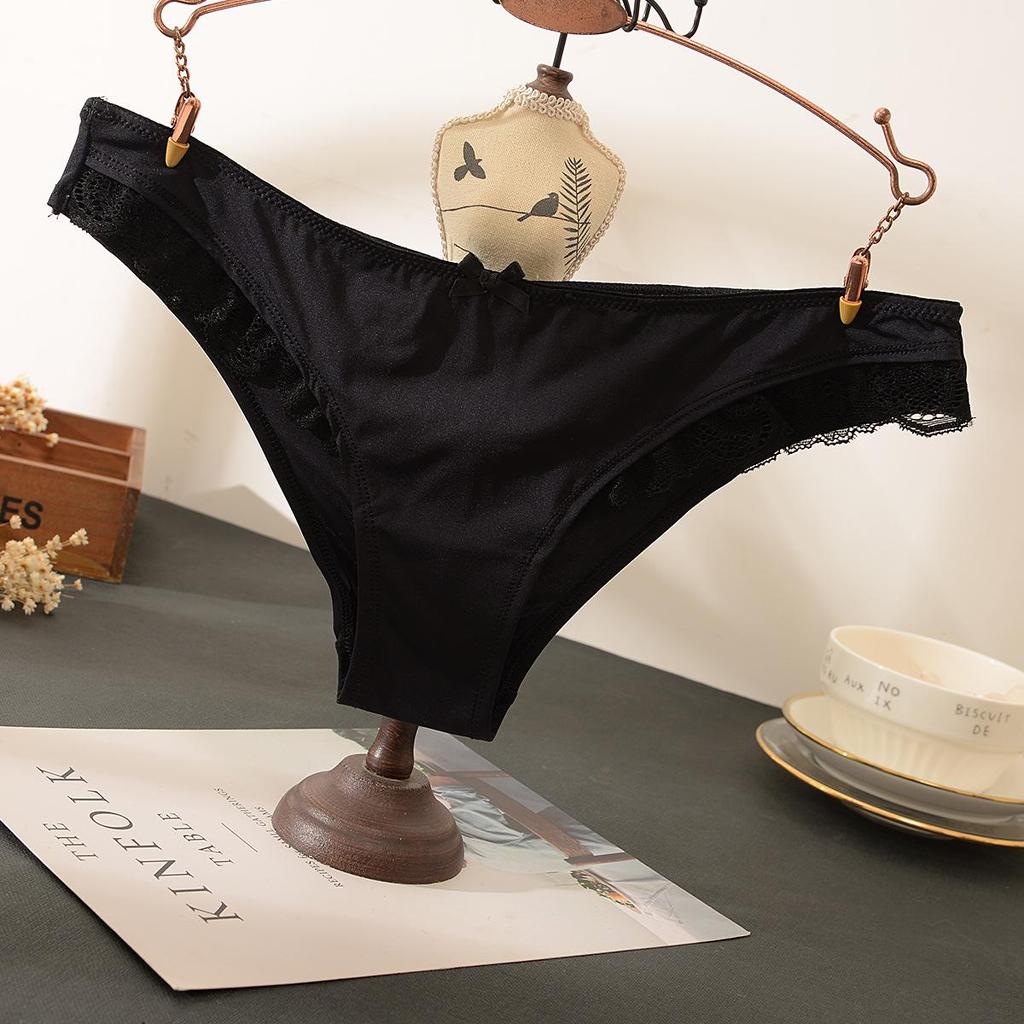 Женские шелковистые трусики-треугольники Diaochan - Цветочное кружево, Без следов от трусиков