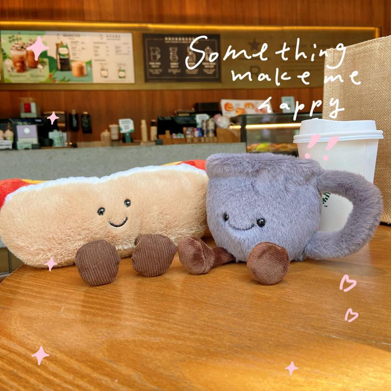 Cute Fun Coffee Cup Hot Dog Doll Plush Toy Doll Comfort Doll Children's Birthday Gift Ornaments