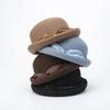 100% Wool Hat Women Fashion Fedoras Hats Lady Elegant British Style Double Flower Dome Cap Painter Cap Dome Edge Wool Hat