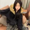 2KWEIRD Harajuku Casual Fur Patchwork Hooded Hoodies Women Y2k Aesthetic Loose Pocket Streetwear Coats Grunge Autumn Sweatshirts