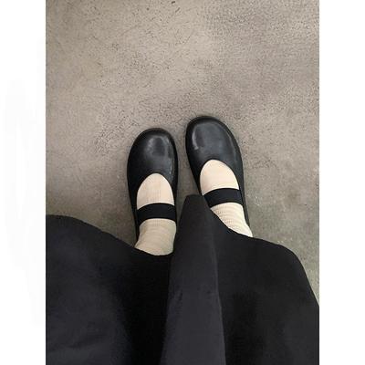 Черные туфли на плоской подошве французские с мягкой подошвой туфли для бабушек универсальные балетки Мэри Джейн