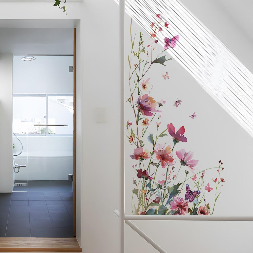 Нарисованные цветы листья спальня гостиная фон ландшафтный дизайн декоративные настенные наклейки