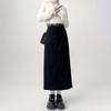 Women Split Suit Midi Skirts Summer Slim High Waist A Line Skirt Female Elegant Casual Office Lady Korean Vintage Black