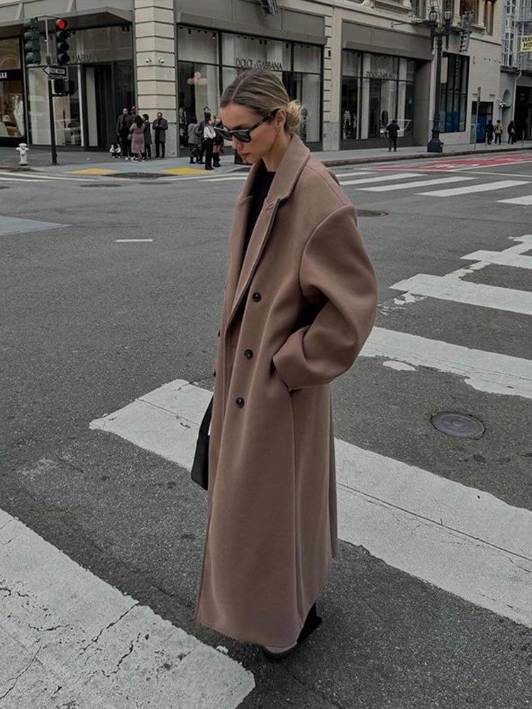 Женское шерстяное пальто - Коллекция Осень/Зима 2024, Стиль для города с пиджачным воротником