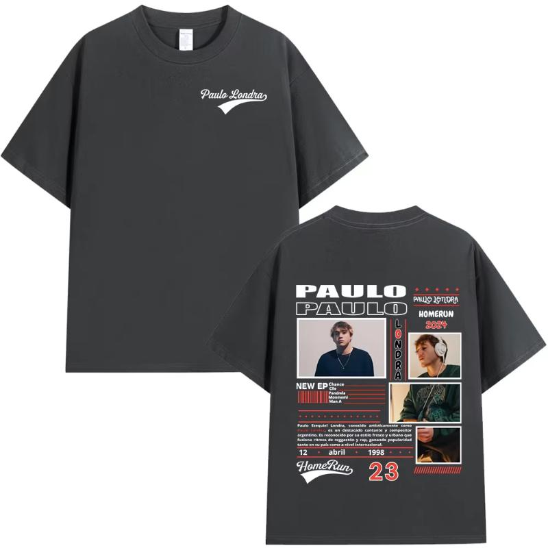 Rapper Paulo Londra Album Merch Tshirts Unisexs Women Clothing Fashion Hip Hop Oversized T Shirts Cotton Cozy Short Sleeve Tshirt