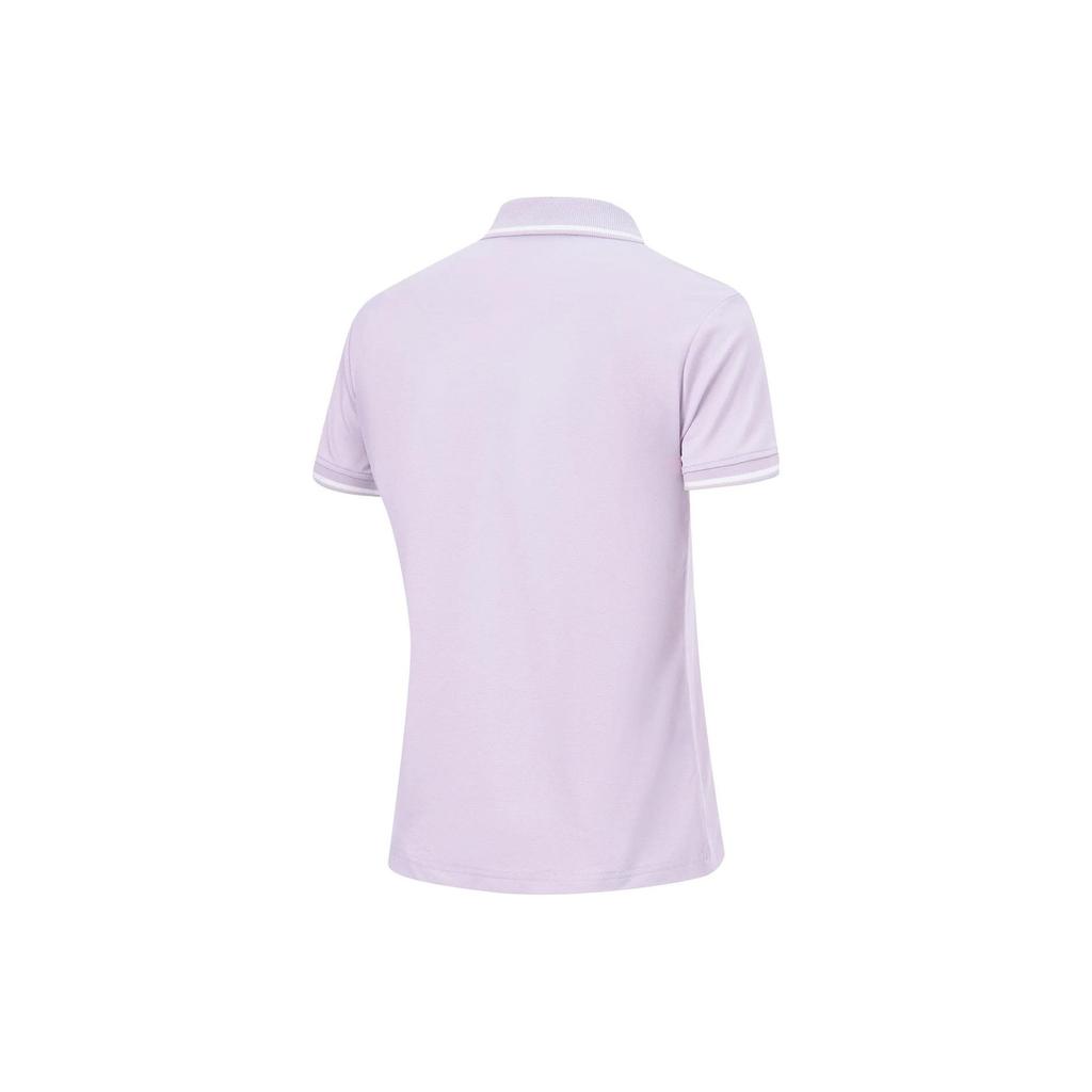 Li Ning Plain Logo Short Sleeve Polo Shirt Women Tops Silk-Purple APLT114-3