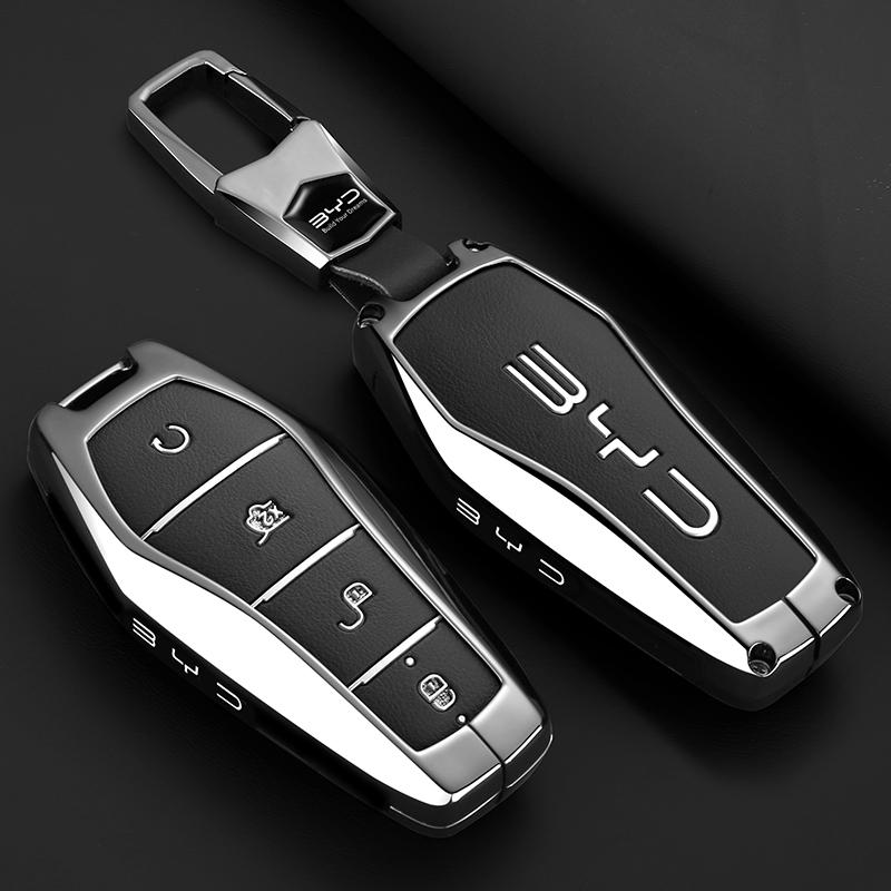 Чехол-брелок из сплава цинка и новой кожи для автомобильного ключа BYD Song Plus Atto 3 Han EV DM Qin Seal Dolphin, защитный автобрелок