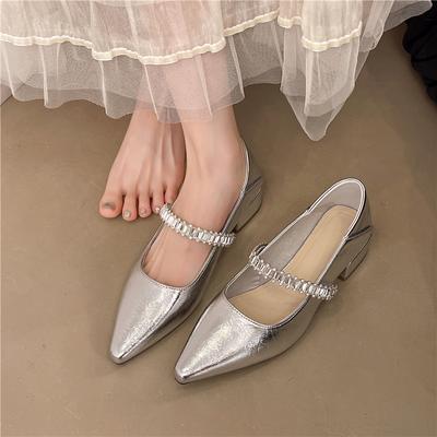 2025 Новые туфли-лодочки на высоком каблуке с водяным бриллиантом, женские туфли на тонком каблуке с острым носком и неглубоким вырезом, женские свадебные туфли