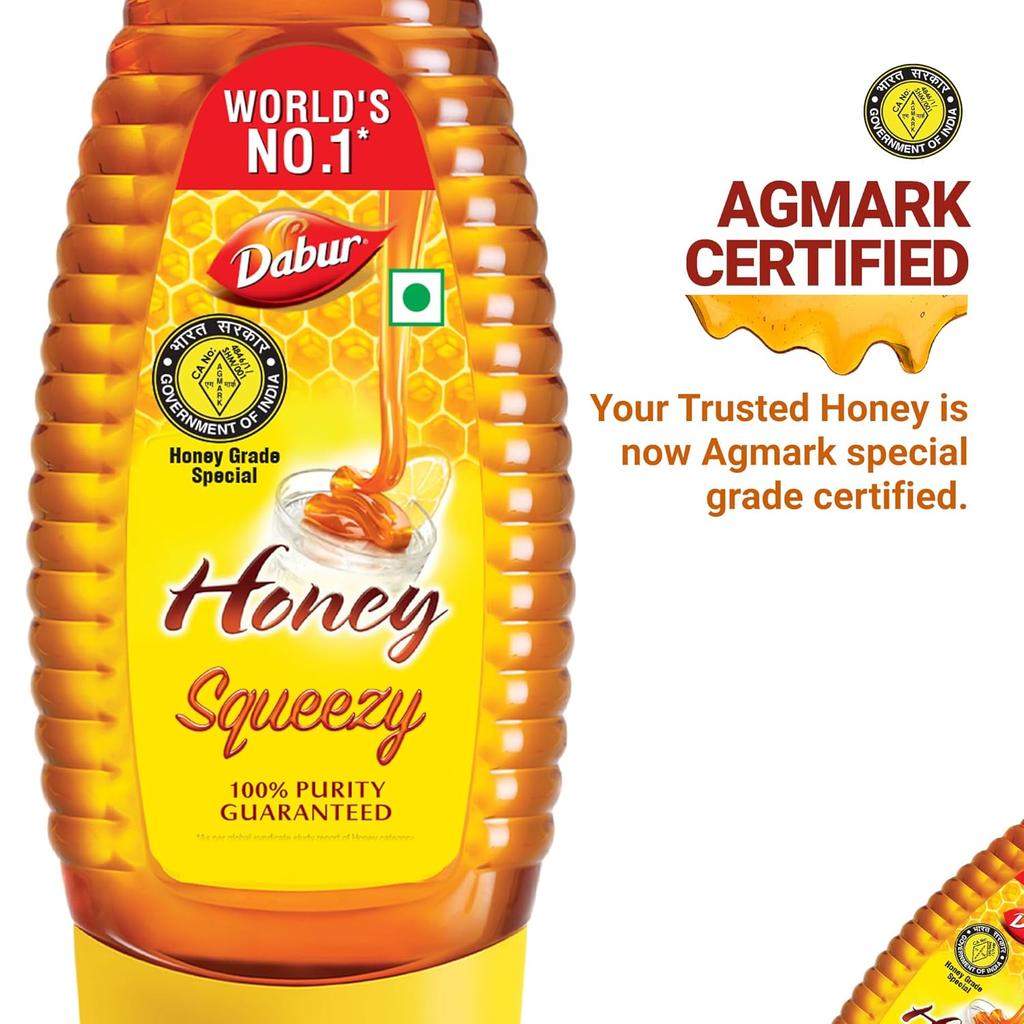 Dabur 2 X Honey Squeezy 400gm – 100% Pure Natural Honey, Immunity Booster, Fitness & Health, Antioxidant-Rich