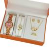 Ins Trend Watch Accessories Set Women, Roman Love 5Pcs Jewelry Diamond Women'S Quartz Watch Gift Box