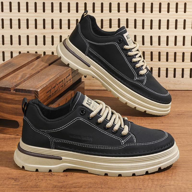 Модные мужские кроссовки Sheos, новые мужские кроссовки на толстой подошве, модные роскошные кожаные повседневные рабочие кроссовки для мотоциклистов 2024