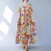 Short Sleeve Plus Size Cotton Vintage Floral New In Dresses for Women Casual Loose Long Summer Dress